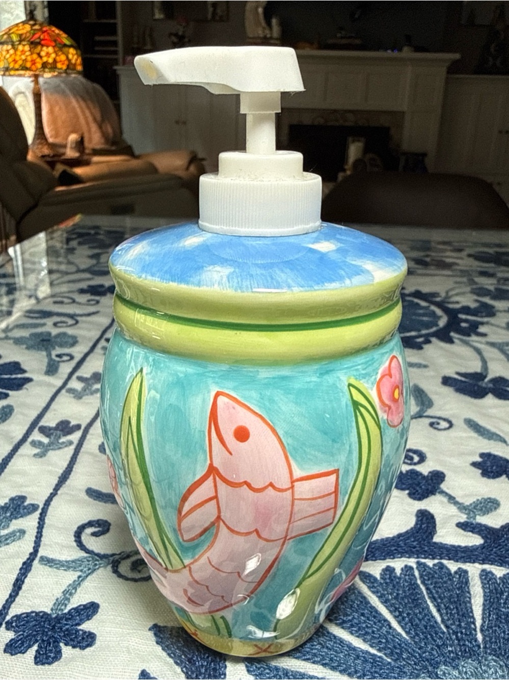 Pamela Ferrari Neiman Marcus Soap Dispenser Porcelain Whimsy Hand Paint Cottage